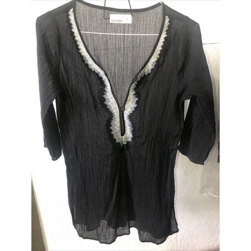 Old Navy Swim Cover-Up Black Lightweight V-Neck Women's Size Small